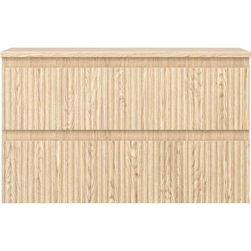 Mexen Rivel kúpeľňová skrinka pod umývadlo 80 cm s doskou, 2 zásuvky, ryhovaná, dub - 91A20-08047-2-BFFC81