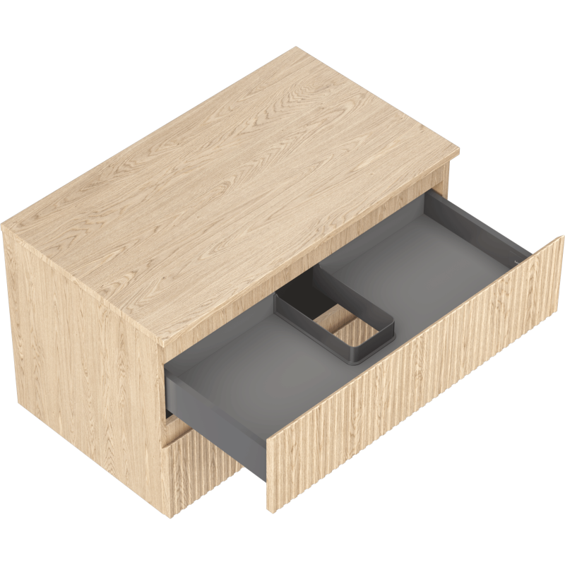 Mexen Rivel kúpeľňová skrinka pod umývadlo 80 cm s doskou, 2 zásuvky, ryhovaná, dub - 91A20-08047-2-BFFC81