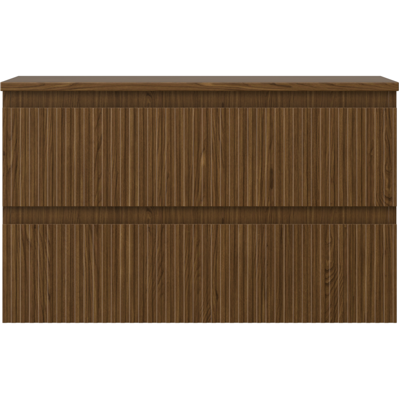 Mexen Rivel kúpeľňová skrinka pod umývadlo 80 cm s doskou, 2 zásuvky, ryhované, orech - 91A20-08047-2-BFFC86