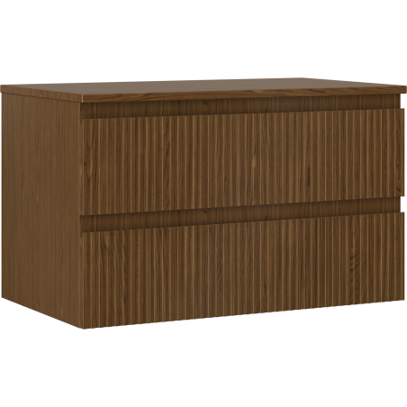 Mexen Rivel kúpeľňová skrinka pod umývadlo 80 cm s doskou, 2 zásuvky, ryhované, orech - 91A20-08047-2-BFFC86