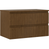 Mexen Rivel kúpeľňová skrinka pod umývadlo 80 cm s doskou, 2 zásuvky, ryhované, orech - 91A20-08047-2-BFFC86