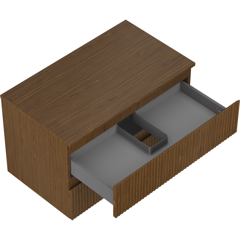 Mexen Rivel kúpeľňová skrinka pod umývadlo 80 cm s doskou, 2 zásuvky, ryhované, orech - 91A20-08047-2-BFFC86