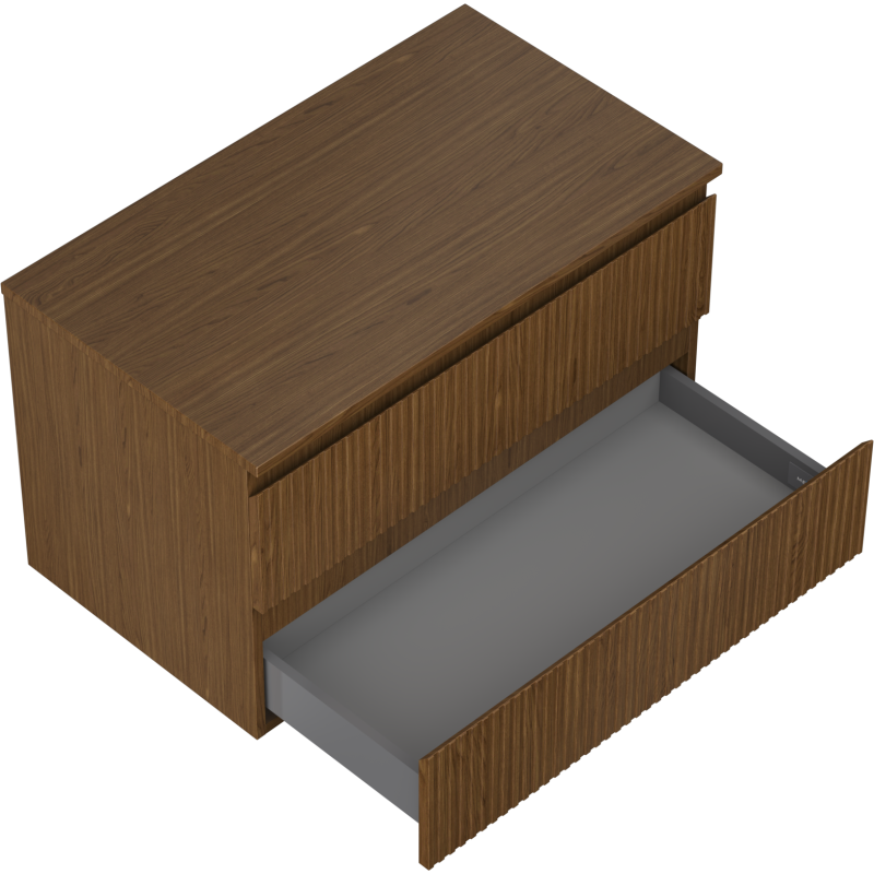 Mexen Rivel kúpeľňová skrinka pod umývadlo 80 cm s doskou, 2 zásuvky, ryhované, orech - 91A20-08047-2-BFFC86