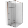 Mexen Kioto sprchová stena Walk-in 70 x 200 cm, čierna mriežka 8 mm, ružové zlato - 800-070-101-60-77