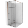 Mexen Kioto sprchová stena Walk-in 80 x 200 cm, čierna mriežka 8 mm, ružové zlato - 800-080-101-60-77