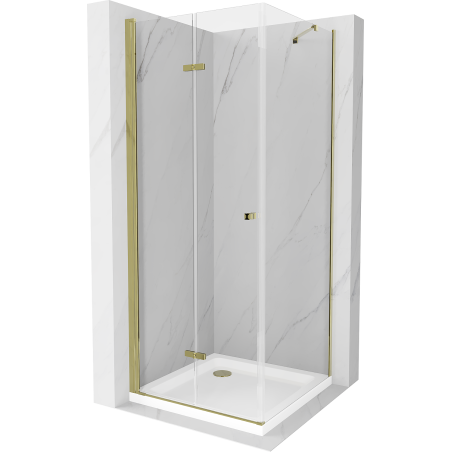 Mexen Lima sprchová kabína, skladacie dvere 70 x 70 cm, transparentnéné, zlatá + závesný bidet Flat - 856-070-070-50-00-4010