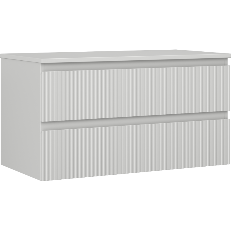 Mexen Rivel skrinka pod umývadlo 90 cm s doskou, 2 zásuvky, drážkovaná, šedá matná - 91A20-09047-2-BFFC62