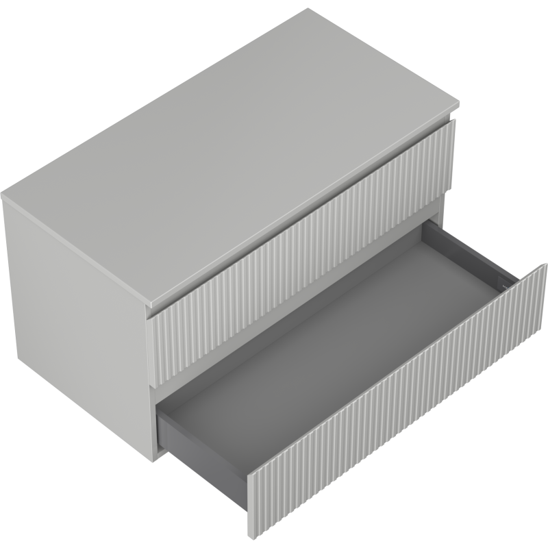 Mexen Rivel skrinka pod umývadlo 90 cm s doskou, 2 zásuvky, drážkovaná, šedá matná - 91A20-09047-2-BFFC62
