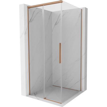 Mexen Rox posuvná sprchová kabína 90 x 90 cm, priehľadná, brúsená meď - 8C2-090-090-65-00