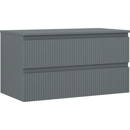 Mexen Rivel kúpeľňová skrinka pod umývadlo 90 cm s doskou, 2 zásuvky, ryhovaná, grafit mat - 91A20-09047-2-BFFC66