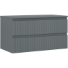 Mexen Rivel kúpeľňová skrinka pod umývadlo 90 cm s doskou, 2 zásuvky, ryhovaná, grafit mat - 91A20-09047-2-BFFC66