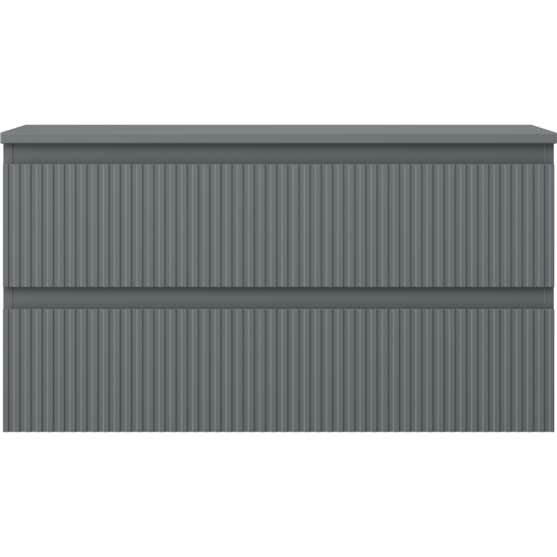 Mexen Rivel kúpeľňová skrinka pod umývadlo 90 cm s doskou, 2 zásuvky, ryhovaná, grafit mat - 91A20-09047-2-BFFC66