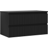 Mexen Rivel kúpeľňová skrinka pod umývadlo 90 cm s doskou, 2 zásuvky, ryhovaná, čierna matná - 91A20-09047-2-BFFC71