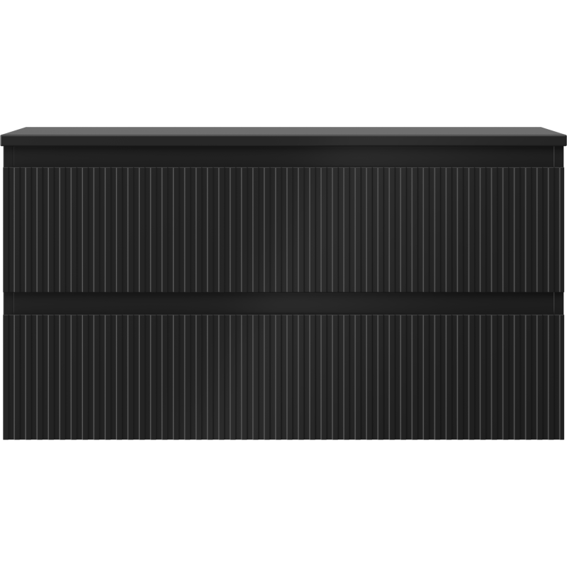 Mexen Rivel kúpeľňová skrinka pod umývadlo 90 cm s doskou, 2 zásuvky, ryhovaná, čierna matná - 91A20-09047-2-BFFC71