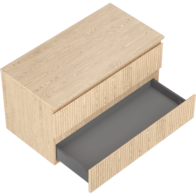 Mexen Rivel kúpeľňová skrinka pod umývadlo 90 cm s doskou, 2 zásuvky, ryhovaná, dub - 91A20-09047-2-BFFC81