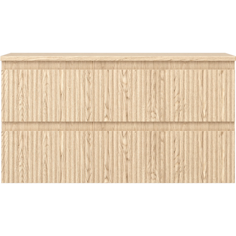 Mexen Rivel kúpeľňová skrinka pod umývadlo 90 cm s doskou, 2 zásuvky, ryhovaná, dub - 91A20-09047-2-BFFC81