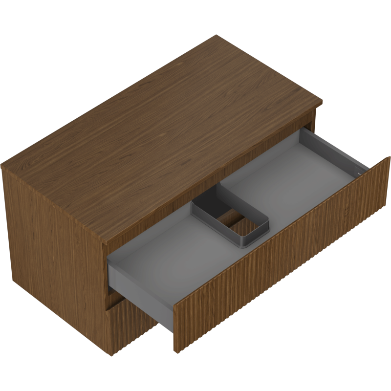 Mexen Rivel kúpeľňová skrinka pod umývadlo 90 cm so stolovou doskou, 2 zásuvky, ryhovaná, orech - 91A20-09047-2-BFFC86