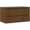 Mexen Rivel kúpeľňová skrinka pod umývadlo 90 cm so stolovou doskou, 2 zásuvky, ryhovaná, orech - 91A20-09047-2-BFFC86