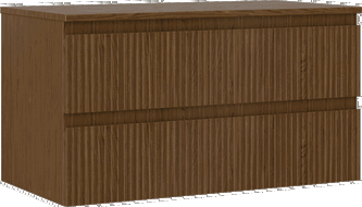 Mexen Rivel kúpeľňová skrinka pod umývadlo 90 cm so stolovou doskou, 2 zásuvky, ryhovaná, orech - 91A20-09047-2-BFFC86