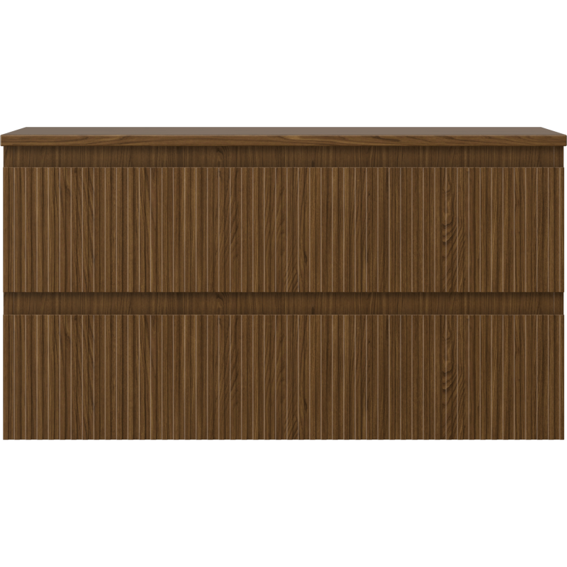 Mexen Rivel kúpeľňová skrinka pod umývadlo 90 cm so stolovou doskou, 2 zásuvky, ryhovaná, orech - 91A20-09047-2-BFFC86