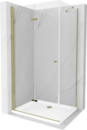 Mexen Lima sprchová kabína, skladacie dvere 80 x 70 cm, transparentnéné, zlatá + závesný bidet Flat - 856-080-070-50-00-4010
