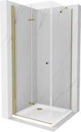 Mexen Lima sprchová kabína, skladacie dvere 80 x 80 cm, transparentnéné, zlatá + závesný bidet Flat - 856-080-080-50-00-4010