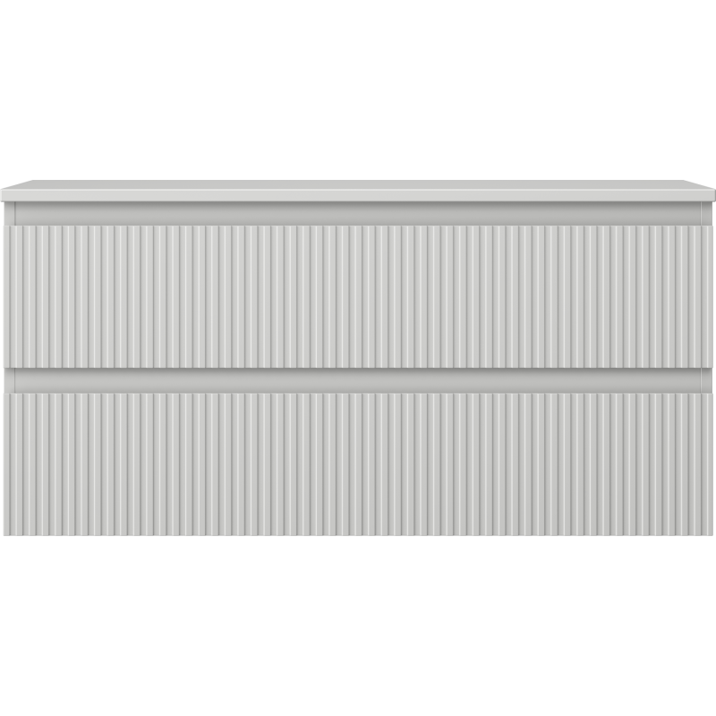 Mexen Rivel kúpeľňová skrinka pod umývadlo 100 cm s doskou, 2 zásuvky, ryhovaná, sivá matná - 91A20-10047-2-BFFC62