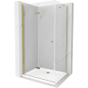Mexen Lima sprchová kabína, skladacie dvere 80 x 100 cm, transparentnéné, zlatá + závesný bidet Flat - 856-080-100-50-00-4010