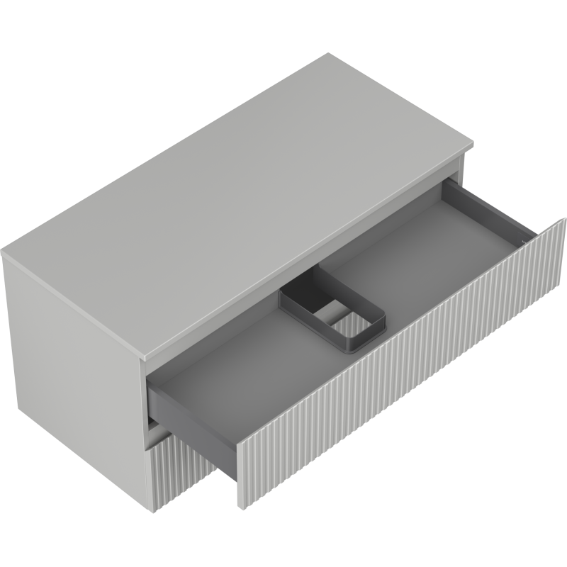 Mexen Rivel kúpeľňová skrinka pod umývadlo 100 cm s doskou, 2 zásuvky, ryhovaná, sivá matná - 91A20-10047-2-BFFC62