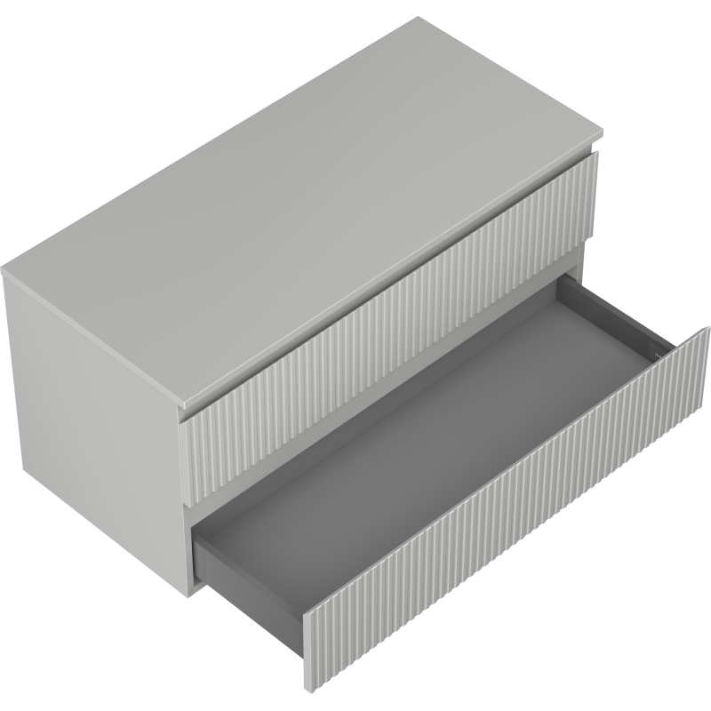 Mexen Rivel kúpeľňová skrinka pod umývadlo 100 cm s doskou, 2 zásuvky, ryhovaná, sivá matná - 91A20-10047-2-BFFC62