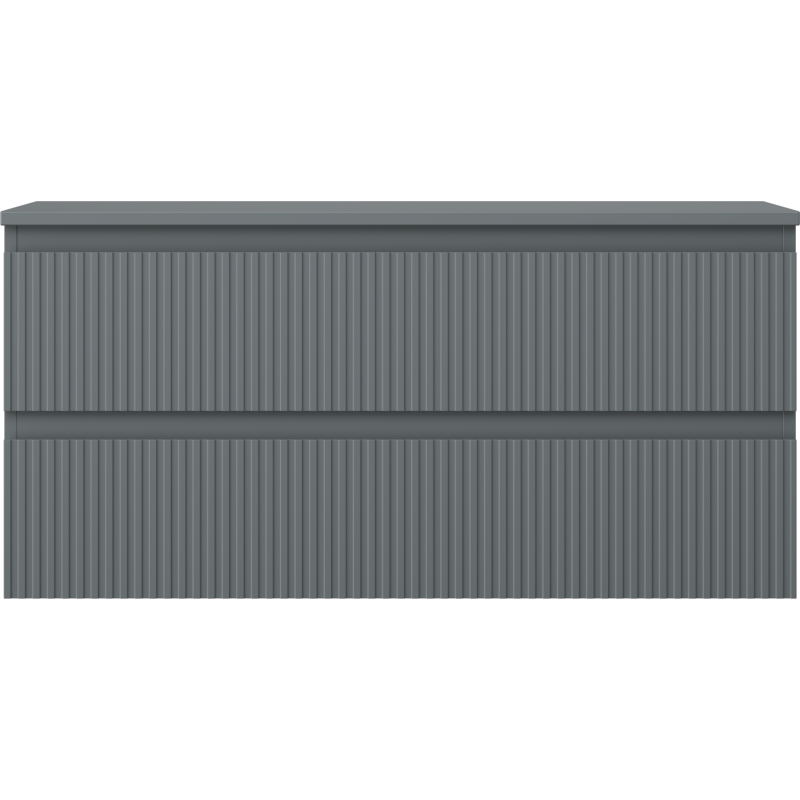 Mexen Rivel kúpeľňová skrinka pod umývadlo 100 cm s doskou, 2 zásuvky, drážkovaná, grafit mat - 91A20-10047-2-BFFC66