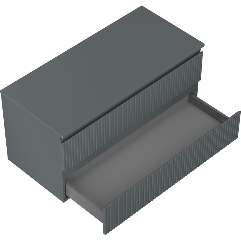 Mexen Rivel kúpeľňová skrinka pod umývadlo 100 cm s doskou, 2 zásuvky, drážkovaná, grafit mat - 91A20-10047-2-BFFC66