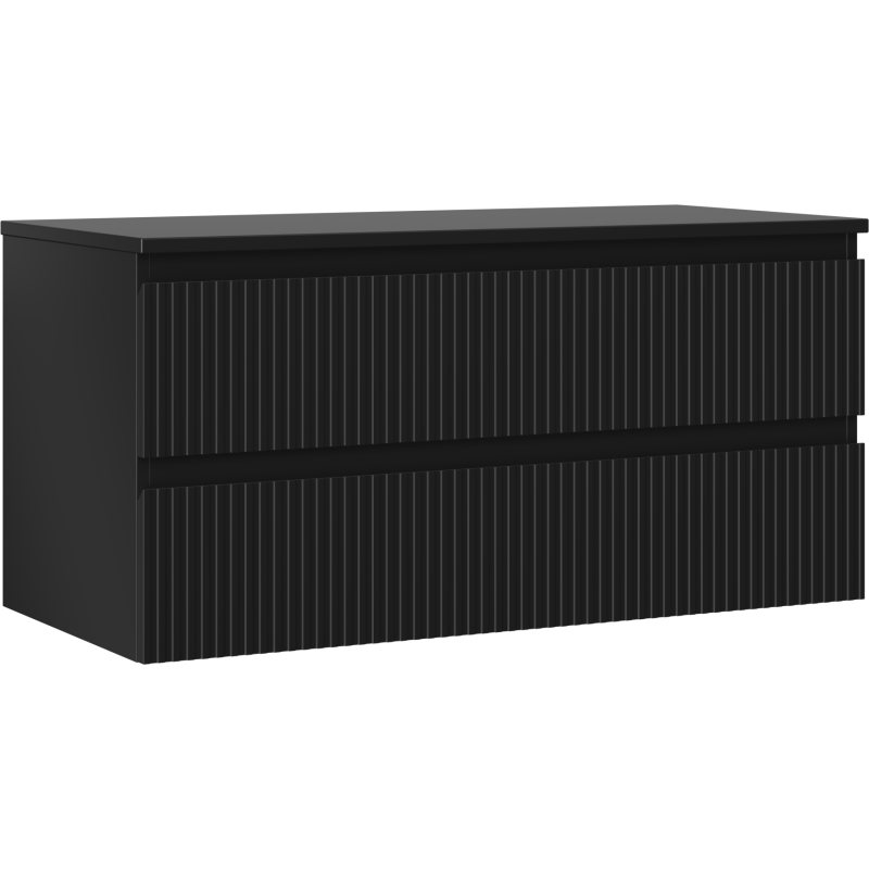 Mexen Rivel kúpeľňová skrinka 100 cm s doskou, 2 zásuvky, ryhovaná , čierna matná - 91A20-10047-2-BFFC71