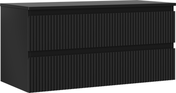 Mexen Rivel kúpeľňová skrinka 100 cm s doskou, 2 zásuvky, ryhovaná , čierna matná - 91A20-10047-2-BFFC71