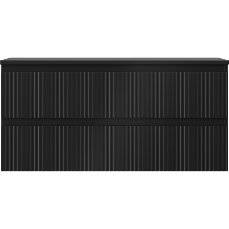 Mexen Rivel kúpeľňová skrinka 100 cm s doskou, 2 zásuvky, ryhovaná , čierna matná - 91A20-10047-2-BFFC71