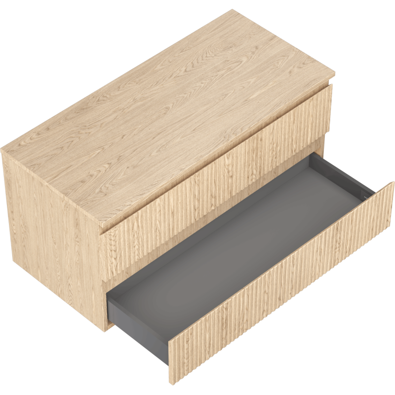 Mexen Rivel kúpeľňová skrinka pod umývadlo 100 cm s doskou, 2 zásuvky, ryhovaná, dub - 91A20-10047-2-BFFC81