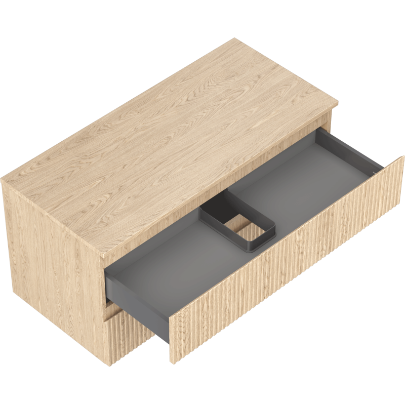 Mexen Rivel kúpeľňová skrinka pod umývadlo 100 cm s doskou, 2 zásuvky, ryhovaná, dub - 91A20-10047-2-BFFC81