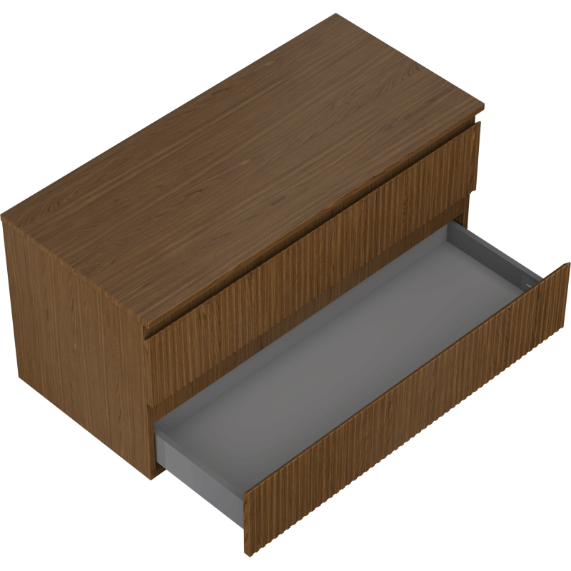 Mexen Rivel kúpeľňová skrinka pod umývadlo 100 cm s doskou, 2 zásuvky, ryhovaná, orech - 91A20-10047-2-BFFC86