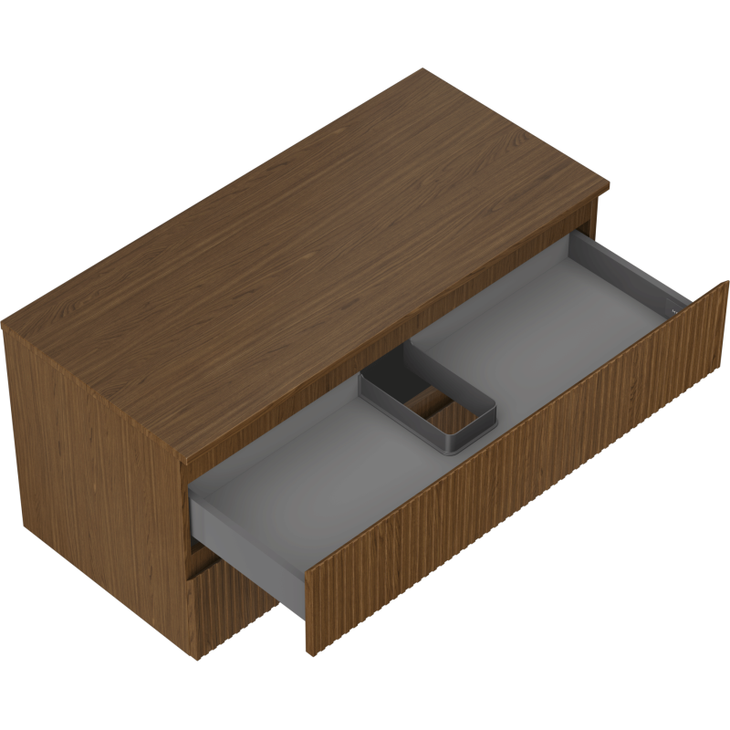 Mexen Rivel kúpeľňová skrinka pod umývadlo 100 cm s doskou, 2 zásuvky, ryhovaná, orech - 91A20-10047-2-BFFC86