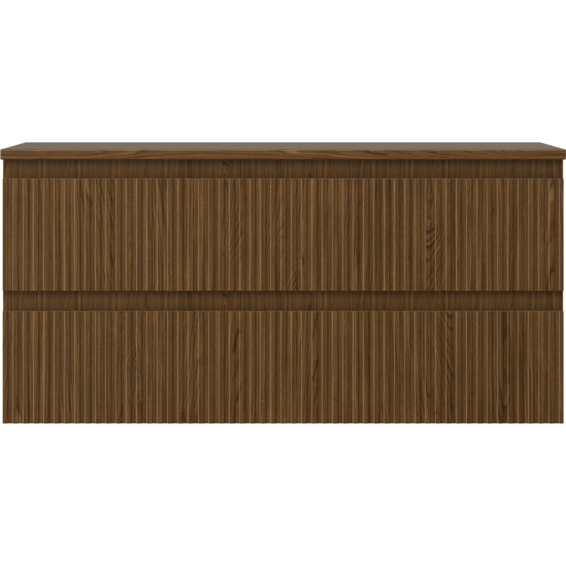 Mexen Rivel kúpeľňová skrinka pod umývadlo 100 cm s doskou, 2 zásuvky, ryhovaná, orech - 91A20-10047-2-BFFC86