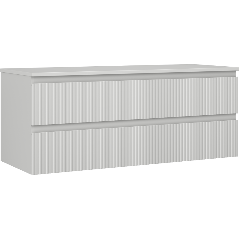 Mexen Rivel kúpeľňová skrinka pod umývadlo 120 cm s doskou, 2 zásuvky, ryhovaná, sivá matná - 91A20-12047-2-BFFC62