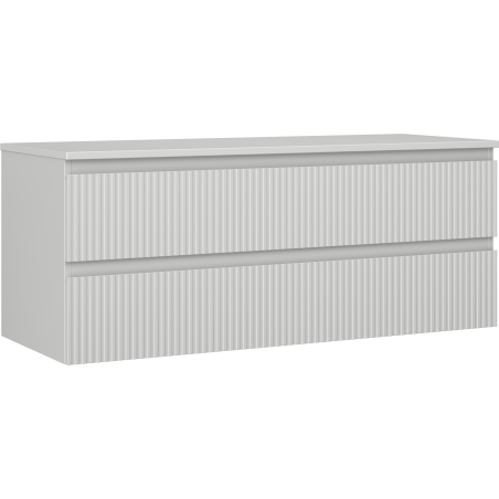 Mexen Rivel kúpeľňová skrinka pod umývadlo 120 cm s doskou, 2 zásuvky, ryhovaná, sivá matná - 91A20-12047-2-BFFC62