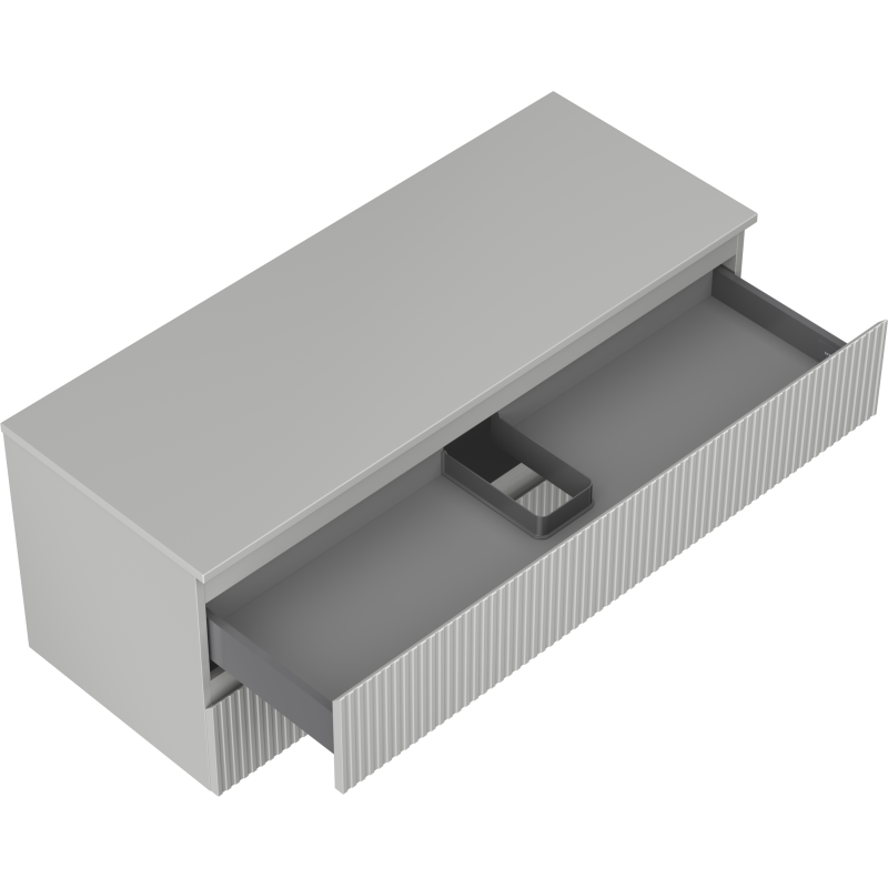 Mexen Rivel kúpeľňová skrinka pod umývadlo 120 cm s doskou, 2 zásuvky, ryhovaná, sivá matná - 91A20-12047-2-BFFC62