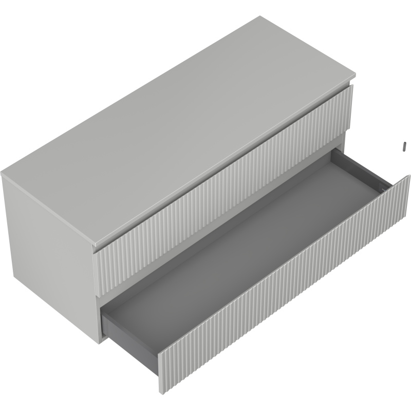 Mexen Rivel kúpeľňová skrinka pod umývadlo 120 cm s doskou, 2 zásuvky, ryhovaná, sivá matná - 91A20-12047-2-BFFC62