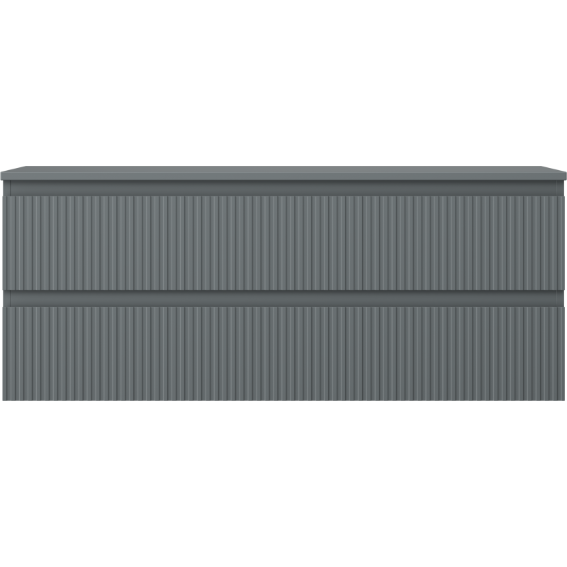 Mexen Rivel kúpeľňová skrinka pod umývadlo 120 cm s doskou, 2 zásuvky, ryhované, grafit mat - 91A20-12047-2-BFFC66