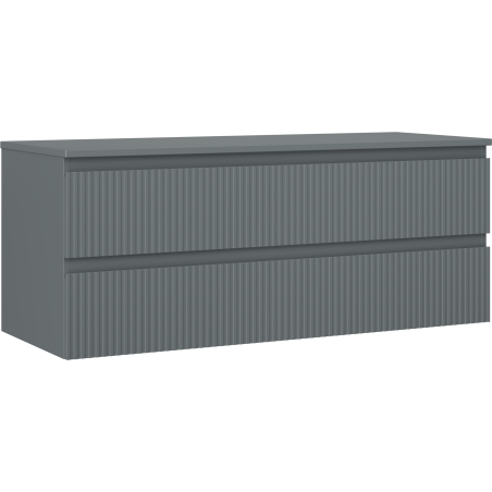 Mexen Rivel kúpeľňová skrinka pod umývadlo 120 cm s doskou, 2 zásuvky, ryhované, grafit mat - 91A20-12047-2-BFFC66