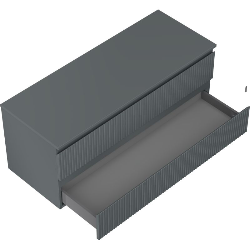 Mexen Rivel kúpeľňová skrinka pod umývadlo 120 cm s doskou, 2 zásuvky, ryhované, grafit mat - 91A20-12047-2-BFFC66