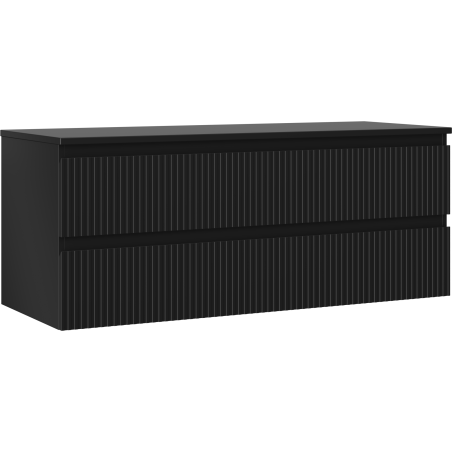 Mexen Rivel kúpeľňová skrinka pod umývadlo 120 cm s doskou, 2 zásuvky, ryhovaná, čierna matná - 91A20-12047-2-BFFC71