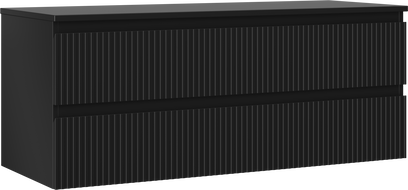 Mexen Rivel kúpeľňová skrinka pod umývadlo 120 cm s doskou, 2 zásuvky, ryhovaná, čierna matná - 91A20-12047-2-BFFC71
