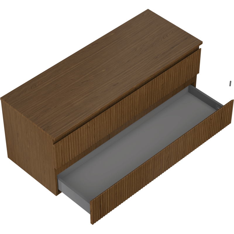 Mexen Rivel kúpeľňová skrinka pod umývadlo 120 cm s doskou, 2 zásuvky, ryhovaná, orech - 91A20-12047-2-BFFC86